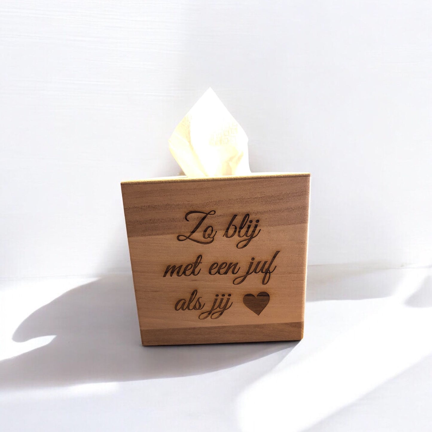 Square tissue box with text of your choice