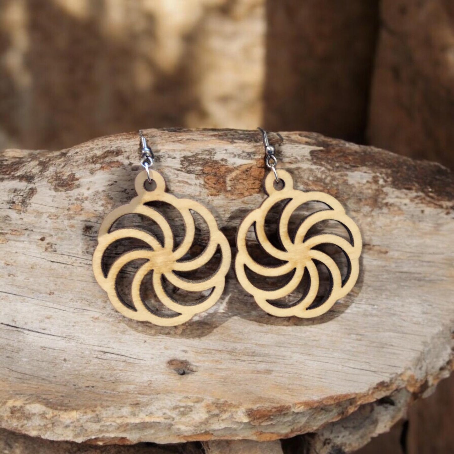 Parure de boucles d'oreilles en bois - AMALIA