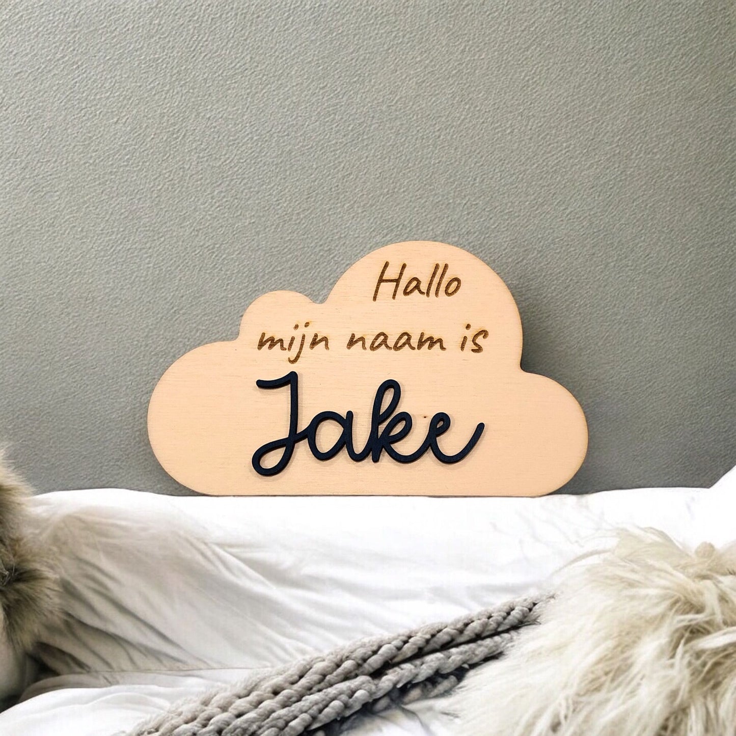 Wooden nameplate - CLOUD