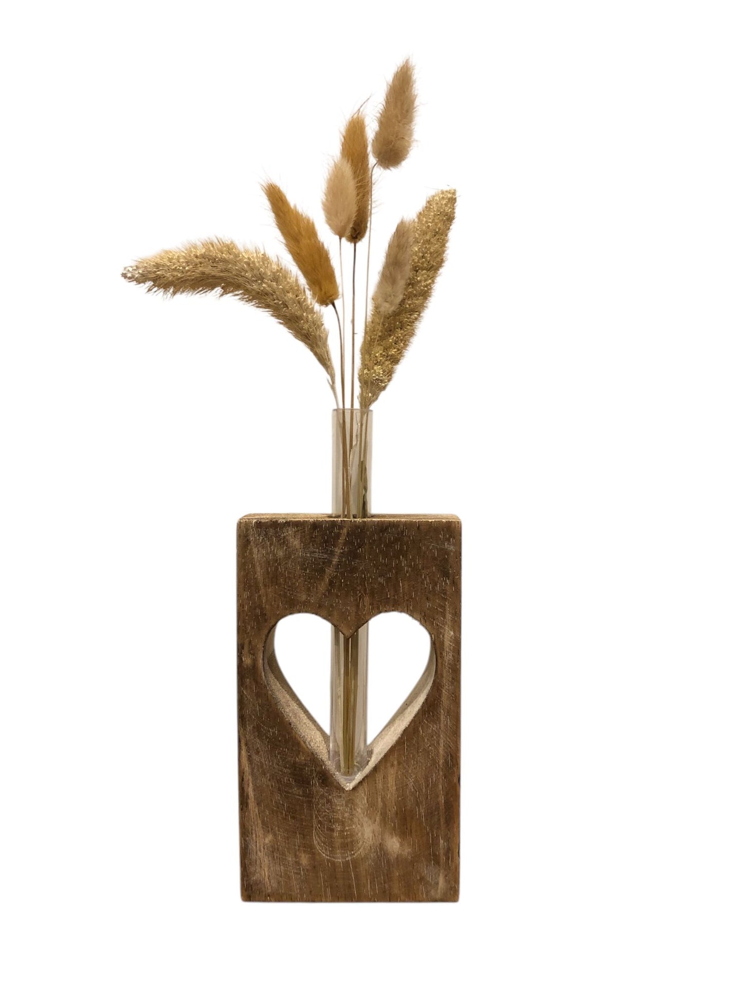 Vaas met droogbloemen - hart centraal