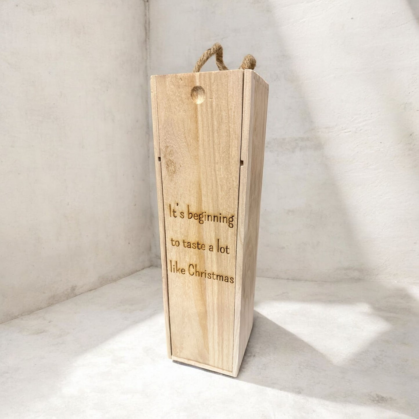 Wijnkist met tekst naar keuze