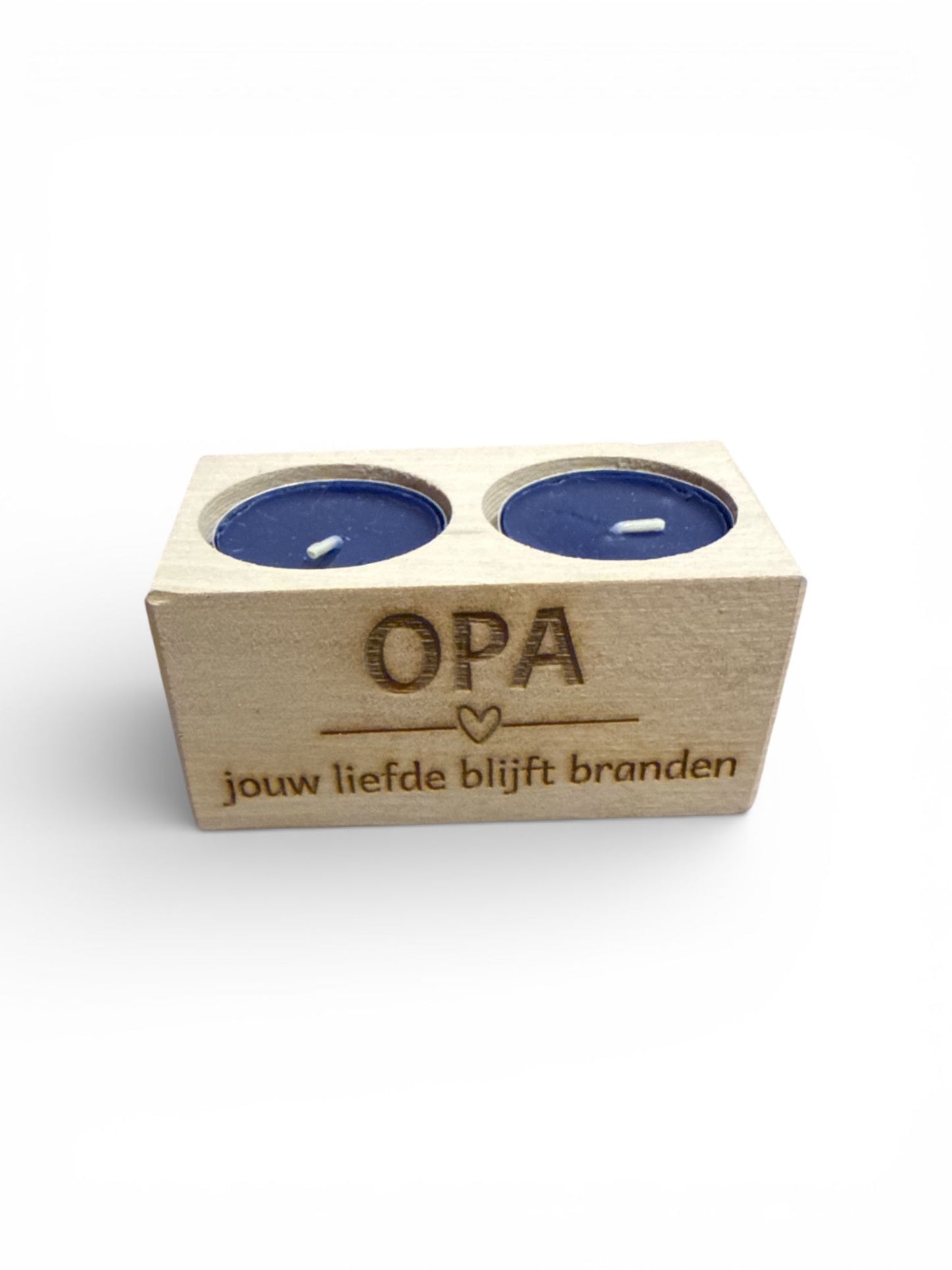 Beukenhouten theelichthouder voor 2 theelichtjes