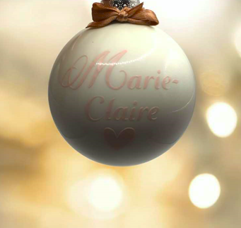 Kerstbal gepersonaliseerd Cosy@home WIT 8cm glas