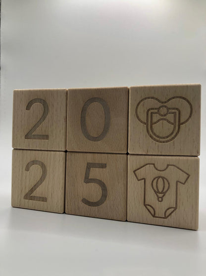 Wooden number blocks and symbols