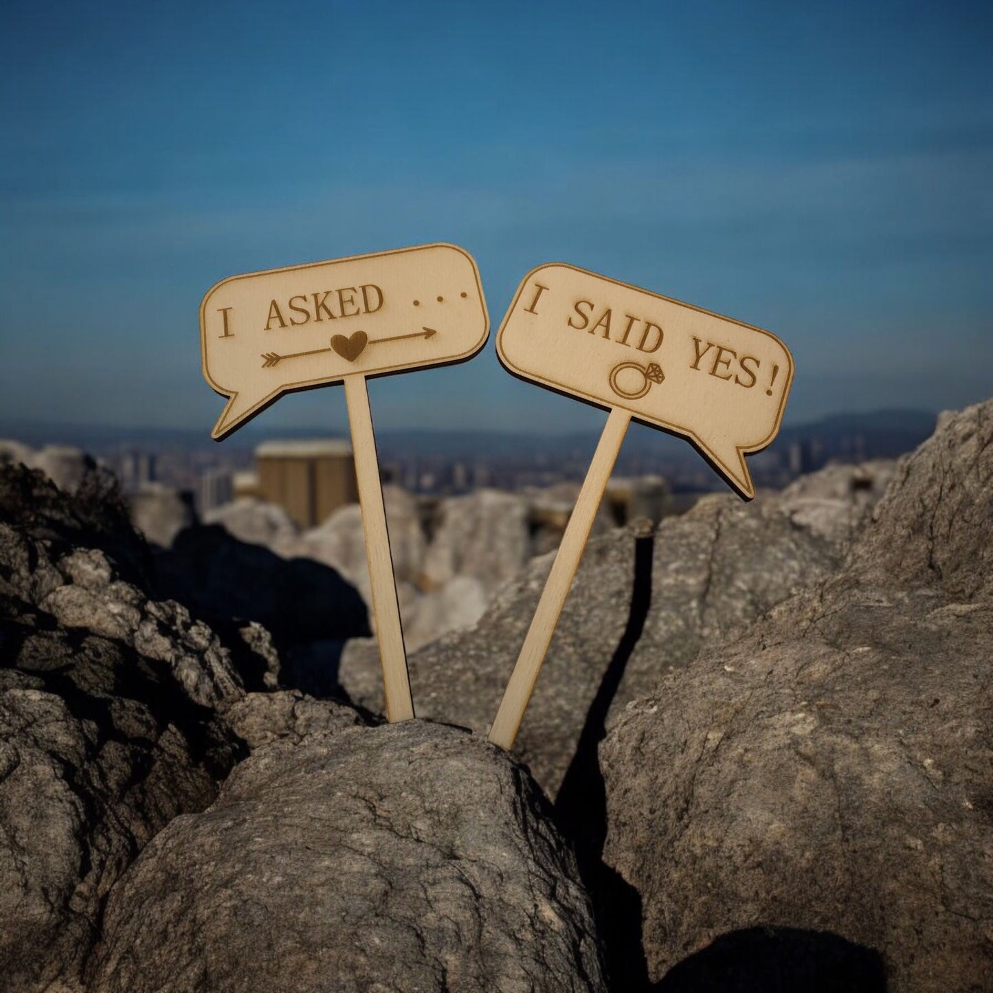 Engagement sticks (I asked, I said yes)