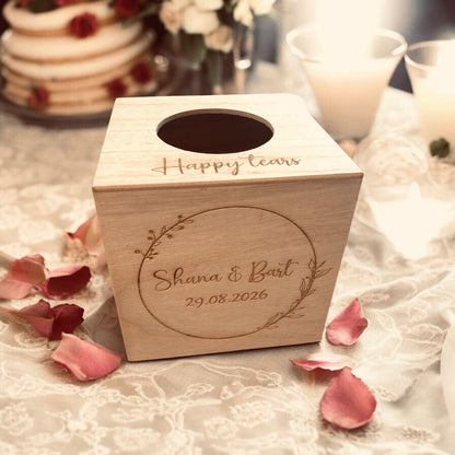 Square tissue box with text of your choice