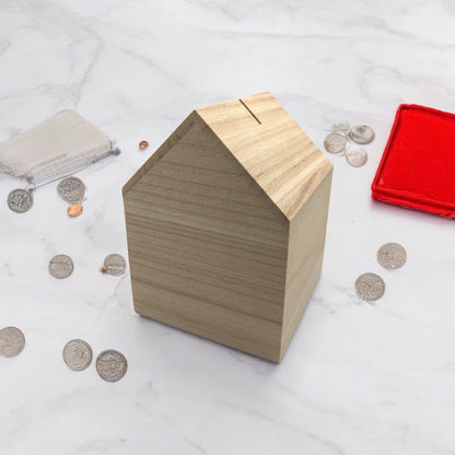 Spaarpot HUIS met gravering naar keuze