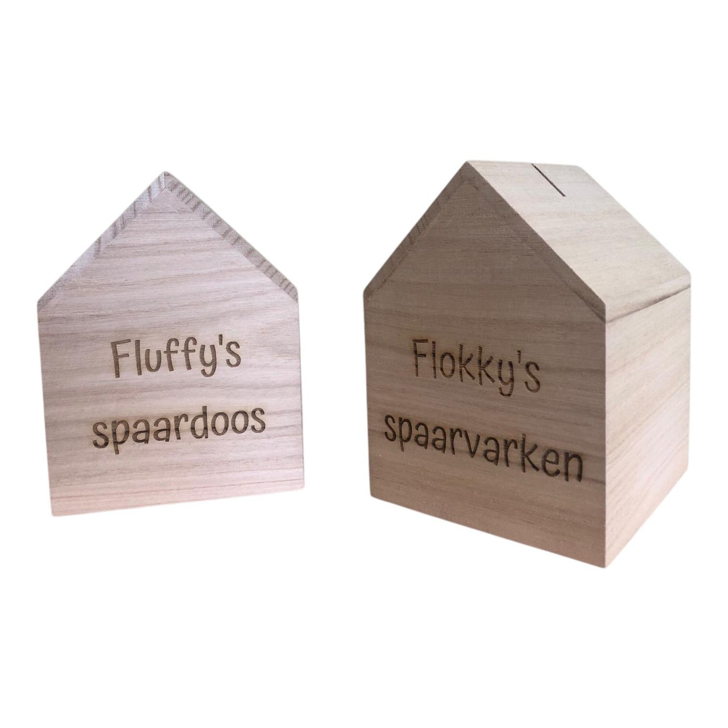 Spaarpot HUIS met gravering naar keuze