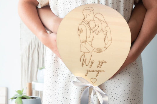 Houten ballon - wij zijn zwanger
