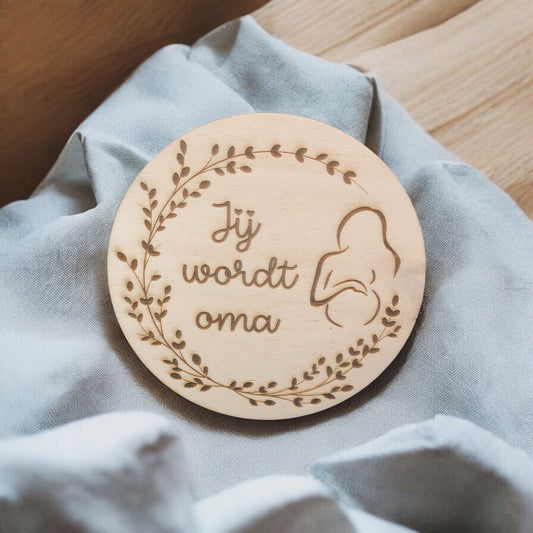 Houten aankondiging - Zwangere vrouw
