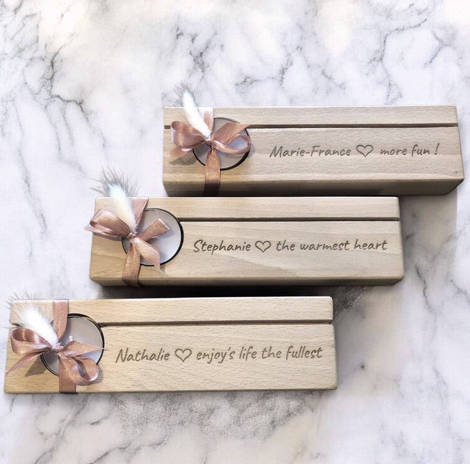 Card holder - tea light with text of your choice